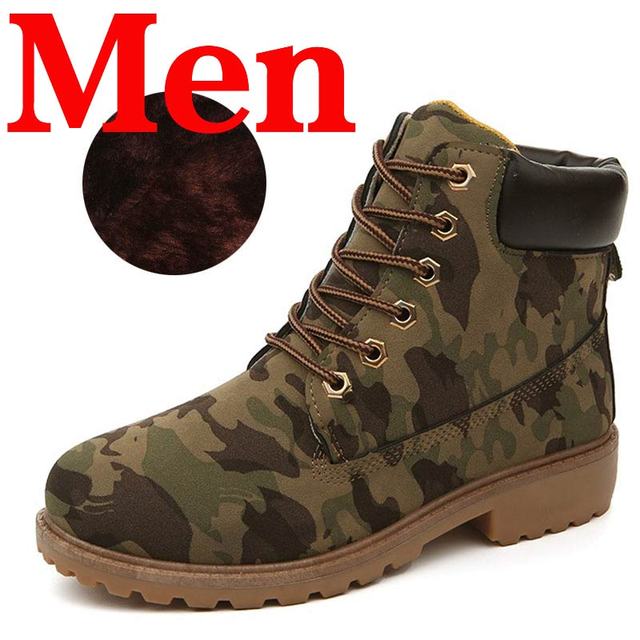 Winter Men Boots PU Outdoor Snow Ankle Boots Male Lace Up Anti-slip Booties British Sneakers Plus Size 46 Zapatos De Hombre