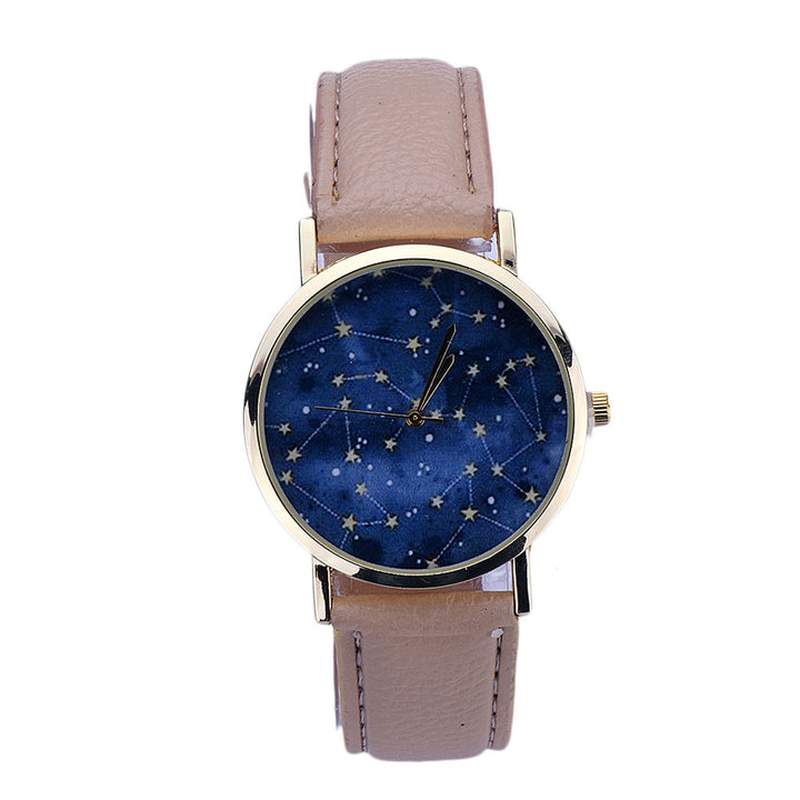 Fashion Sky Stars Night Pattern Watch Women PU Leather Analog Quartz Watch Wristwatch Relogio Feminino Ladies Casual Watch Clock