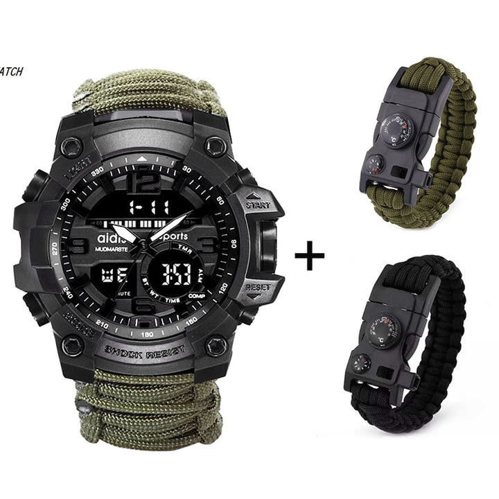 LED Military Watch with compass 30M Waterproof Sports Watch