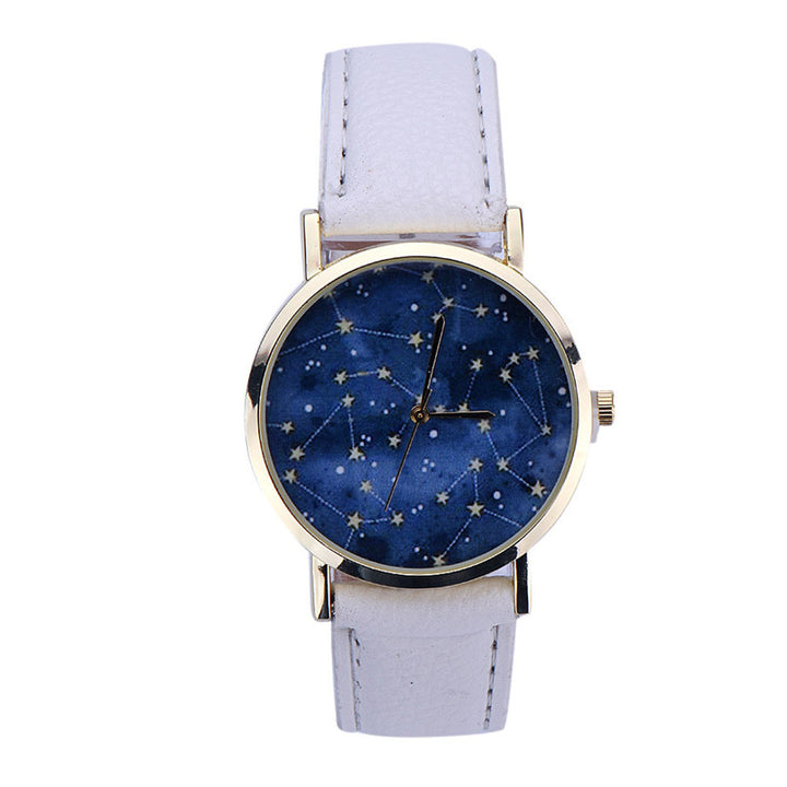 Fashion Sky Stars Night Pattern Watch Women PU Leather Analog Quartz Watch Wristwatch Relogio Feminino Ladies Casual Watch Clock