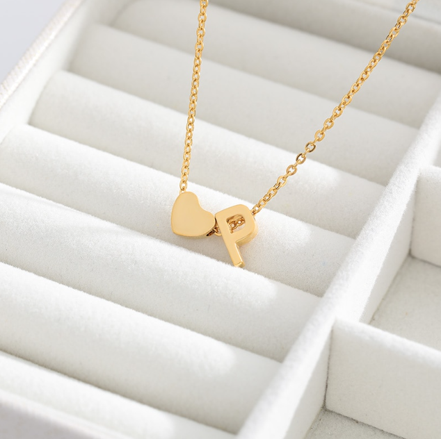 Letter Heart Initial Necklaces