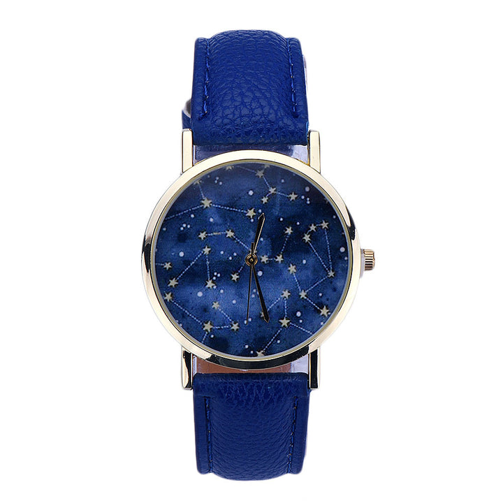 Fashion Sky Stars Night Pattern Watch Women PU Leather Analog Quartz Watch Wristwatch Relogio Feminino Ladies Casual Watch Clock