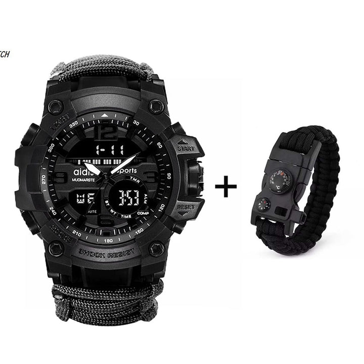 LED Military Watch with compass 30M Waterproof Sports Watch