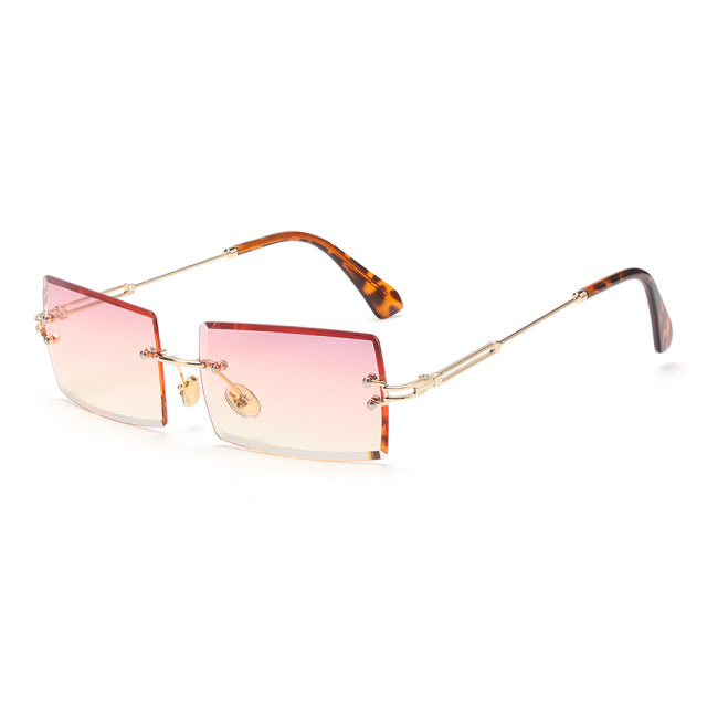 Rimless Small Rectangle Sunglasses UV400 Eyewear