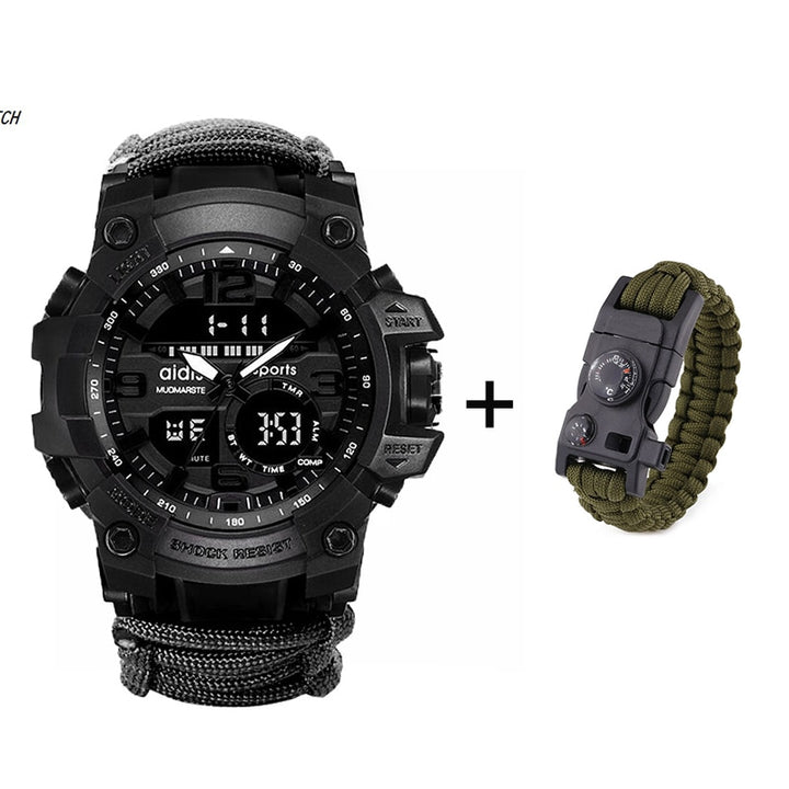 LED Military Watch with compass 30M Waterproof Sports Watch