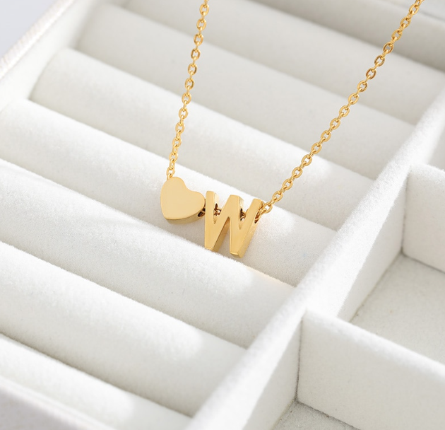 Letter Heart Initial Necklaces