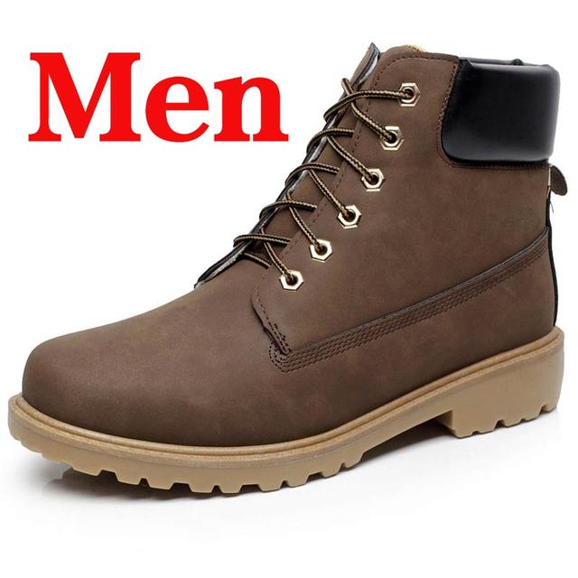 Winter Men Boots PU Outdoor Snow Ankle Boots Male Lace Up Anti-slip Booties British Sneakers Plus Size 46 Zapatos De Hombre