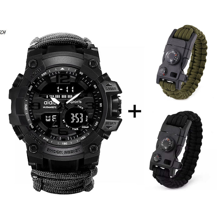 LED Military Watch with compass 30M Waterproof Sports Watch