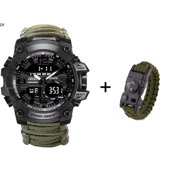 LED Military Watch with compass 30M Waterproof Sports Watch